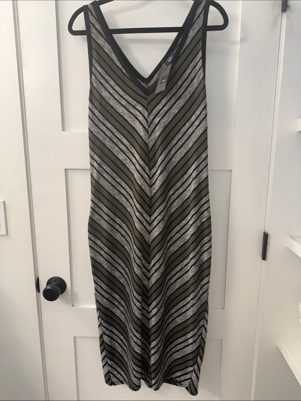 Mossimo Supply Co. Olive and Black V-Neck Chevron Midi Dress